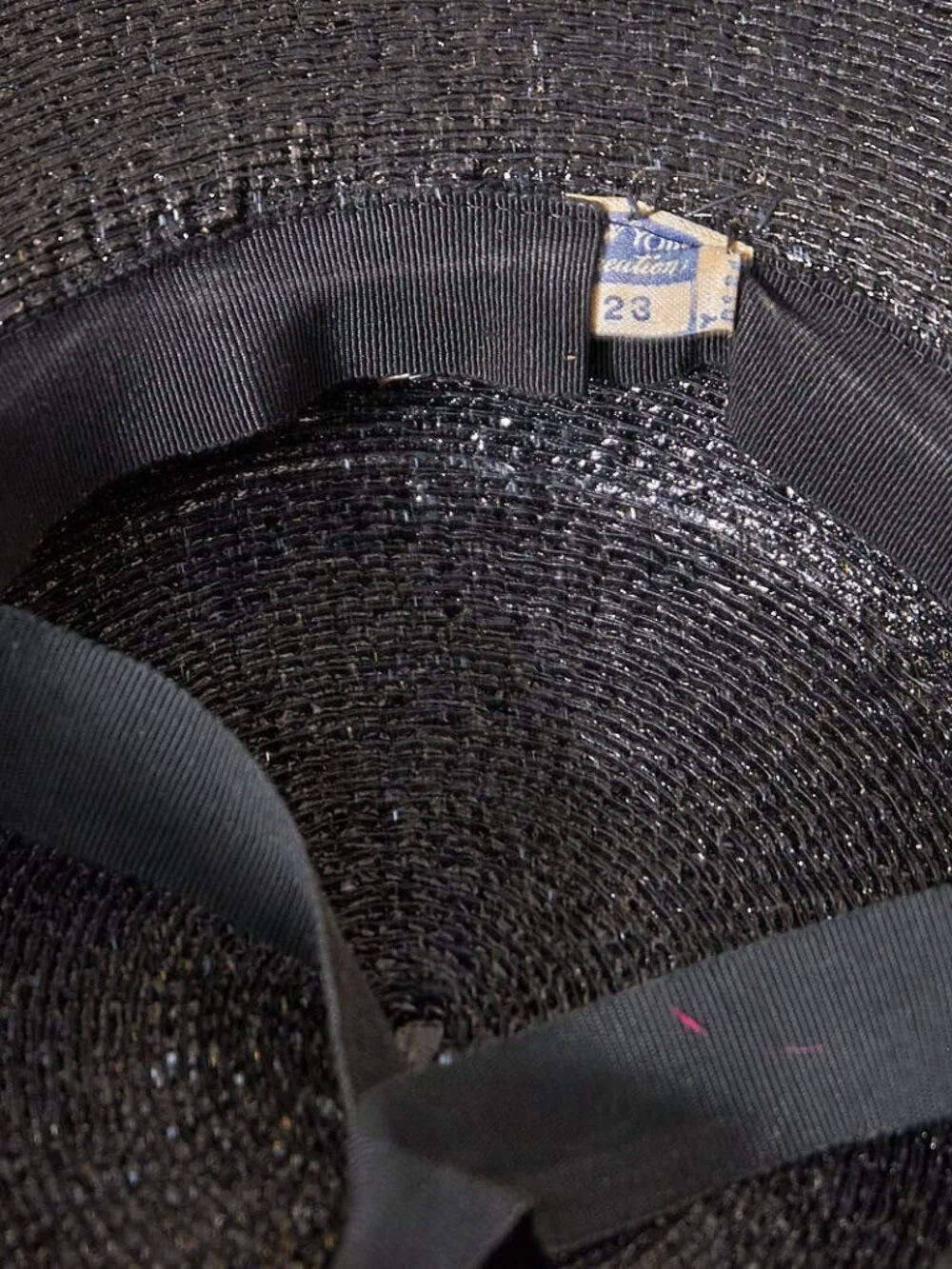 1940s Black Raffia Straw Sun Hat Wide Brim - Picture 12 of 13